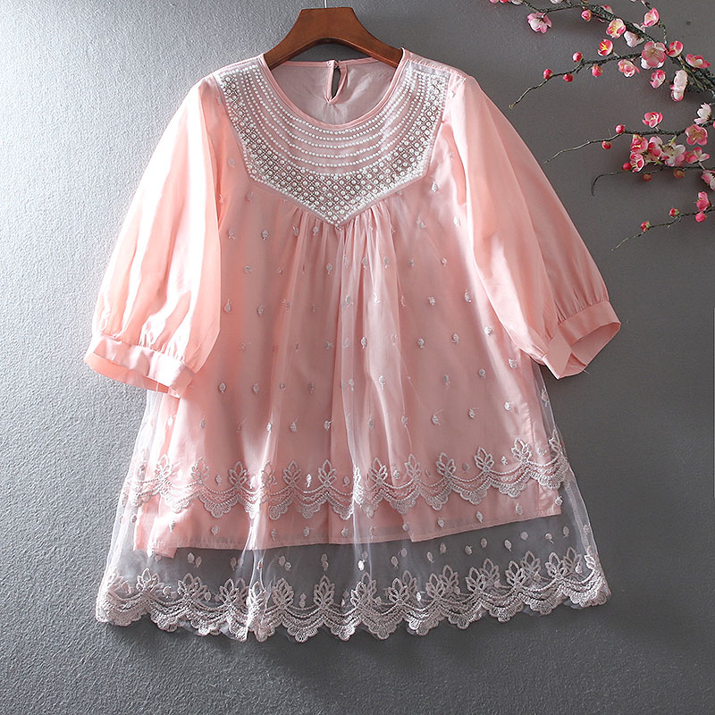 เสื้อลินิน เสื้อผ้าฝ้ายลินิน เสื้อเชิ้ตผ้าลินิน ปักลายสวยๆด้วยด้าย สไตล์VINTAGE
