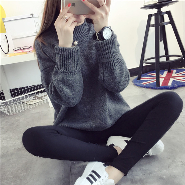 Sweater เสื้อไหมพรมถักคอตั้ง เก๋ๆ ไหมพรมยืดได้เยอะ
