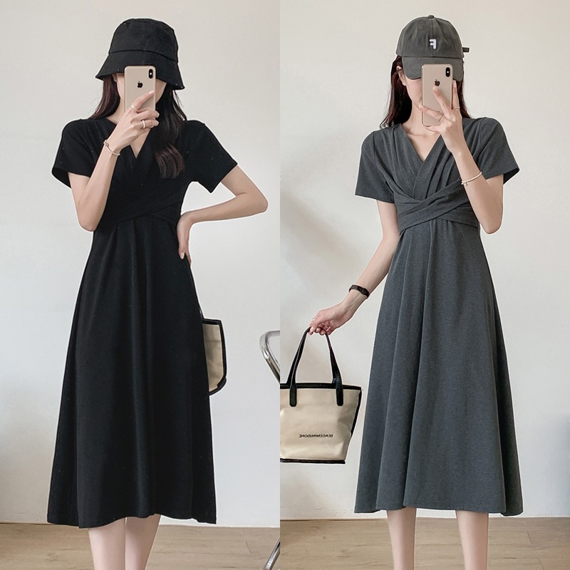 เดรสแขนสั้น มีไซส์ L-4XLอก 38-47 นิ้ว ใส่ได้ทั้งสาวหุ่นดีน่ารักจนถึงสาวอวบพลัสไซส์