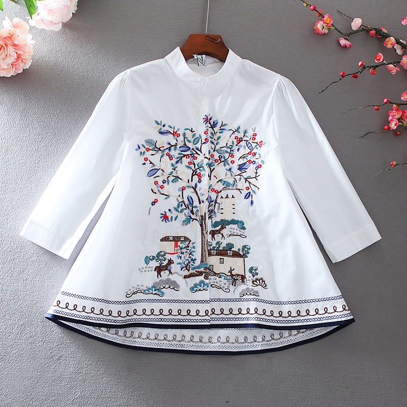 เสื้อลินิน เสื้อผ้าฝ้ายลินิน เสื้อเชิ้ตผ้าลินิน ปักลายสวยๆด้วยด้าย สไตล์VINTAGE BY Dreamroom
