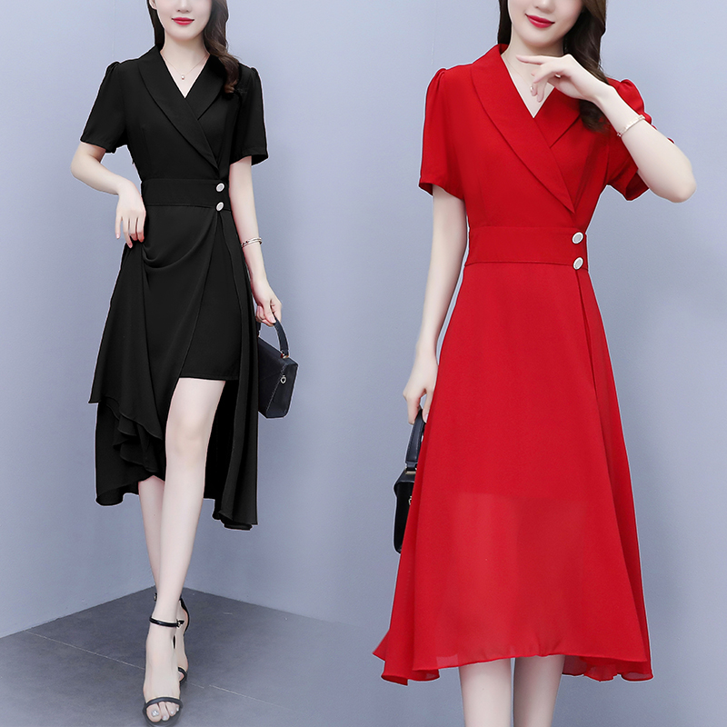 เดรสแขนสั้น มีไซส์ L-5XLอก 38-48 นิ้ว ใส่ได้ทั้งสาวหุ่นดีน่ารักจนถึงสาวอวบพลัสไซส์