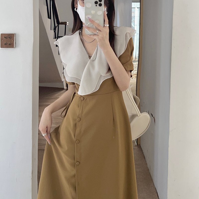 เดรสแขนสั้นมีไซส์L-4XLอก38-47นิ้ว