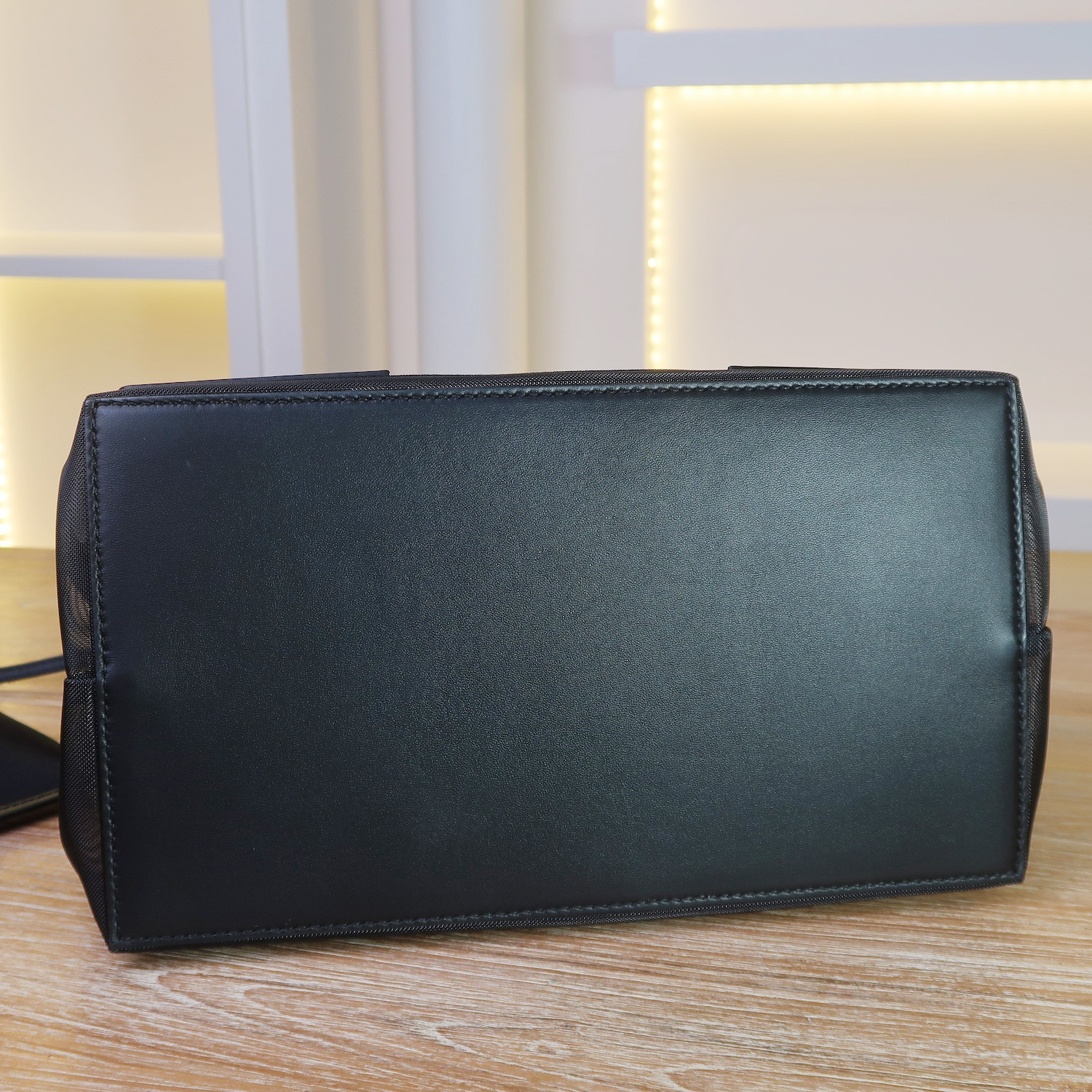 Balenciaga Black Mesh/Calfskin Logo Cabas S Tote Bag