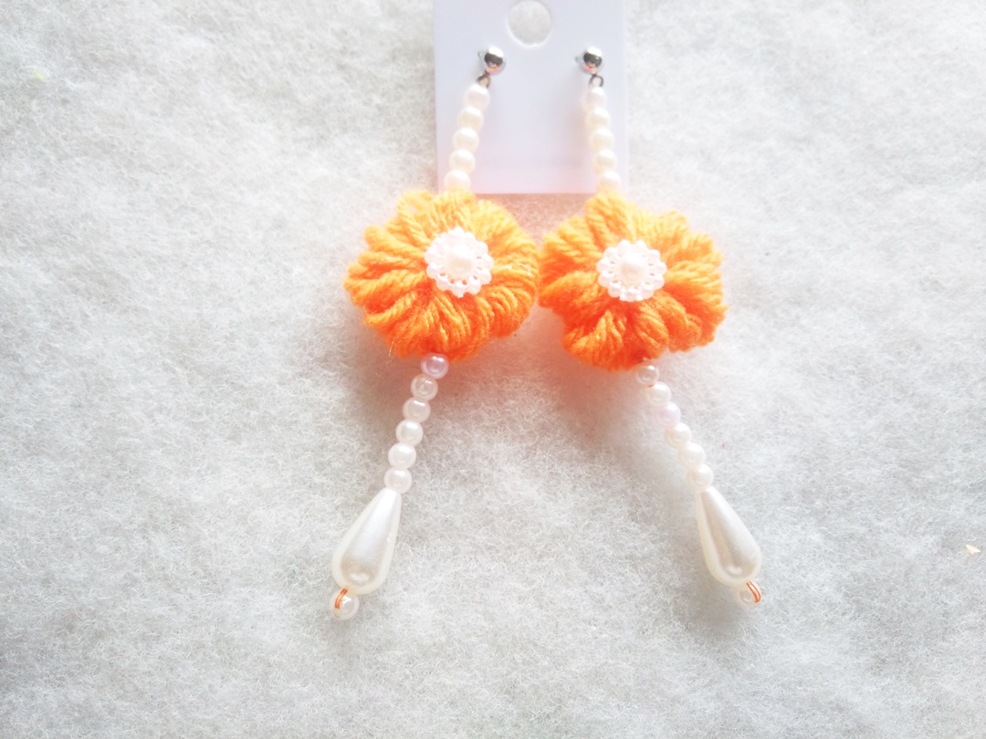 Bancrochet ต่างหูถักโครเชต์ crochet earrings หลากสี 4-6 นิ้ว