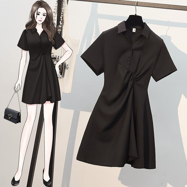 เดรสคนอ้วน เดรสสาวอวบ ชุดเดรสคนอ้วนวัยรุ่นแขนสั้น BY PLUS SIZE Girl