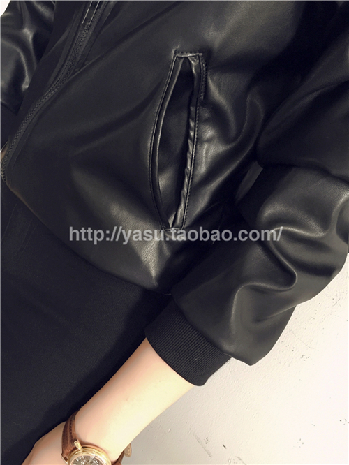 แจ็คเก็ตหนังเทียม ทรงสวย เท่ ดูดี เก๋ไก๋ พร้อมส่งเลยจ้า black