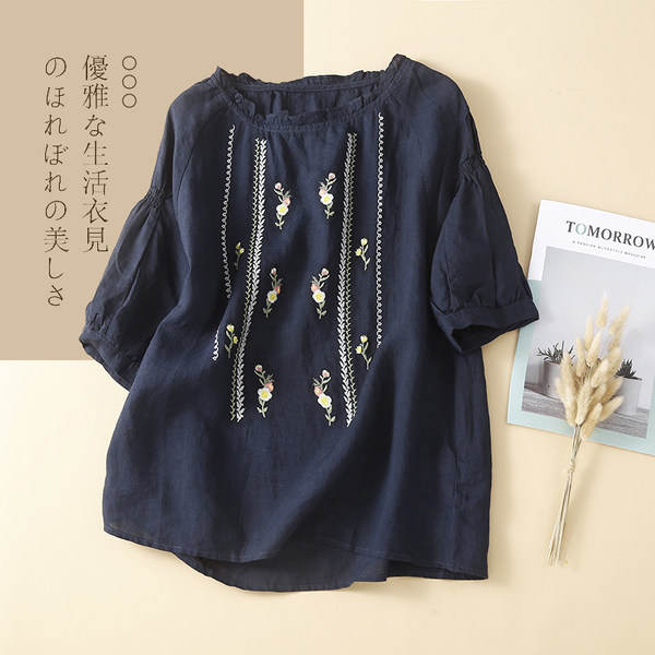 เสื้อลินินคนอ้วน เสื้อทีเชิ้ตคนอ้วนผู้หญิง เสื้อทีเชิ้ตตัวใหญ่ By Literary Plus size