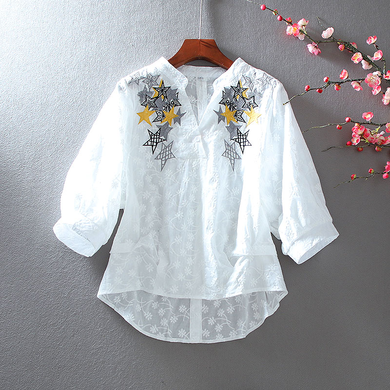 เสื้อลินิน เสื้อผ้าฝ้ายลินิน เสื้อเชิ้ตผ้าลินิน ปักลายสวยๆด้วยด้าย สไตล์VINTAGE BY Dreamroom