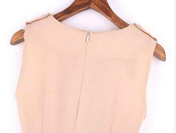 เดรส ผ้าชีฟอง สไตล์คุณหนู เดรสแขนกุด ใส่ออกงาน ใส่ทำงาน กระโปรงเหนือเข่า ออกแบบ กระโปรงระบาย 2 ชั้น ใส่สบาย สีชมพู 900621