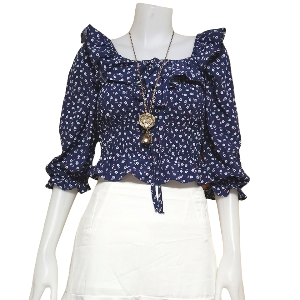 Blouse3892 รวมแบบเสื้อแฟชั่นวัยรุ่น เสื้อครอป เสื้อปาดไหล่ เสื้อสม็อค เสื้อรูดหน้า ผ้าไหมอิตาลี ผ้าชีฟอง งานแฟชั่นประตูน้ำ