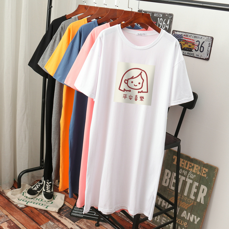 เดรสสไตล์เสื้อยืด S-3XL(อกเสื้อยืด 43- 51 นิ้ว)ใส่สบายๆอยู่บ้าน ใส่นอน