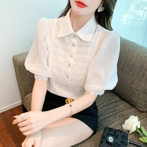 เสื้อลูกไม้ แขนสั้น