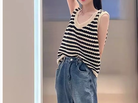 เสื้อกล้ามผู้หญิง ไหมถัก ใส่เที่ยว แฟชั่น เสื้อคอกว้าง ใส่หลวม ๆ น่ารัก ๆ มีสไตล์ 277169