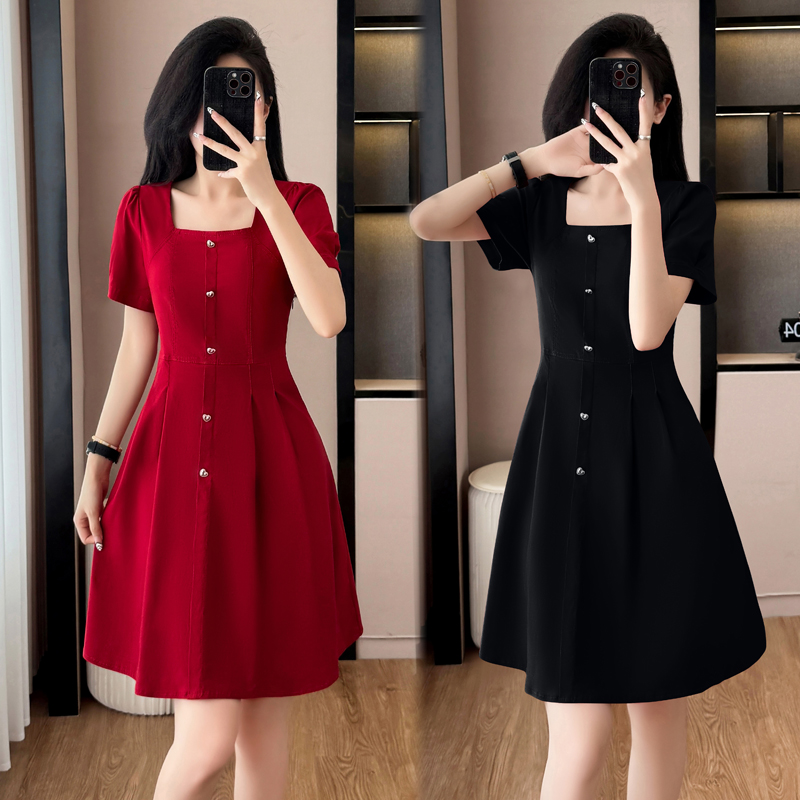 เดรสสีดำ ชุดเดรสคนอ้วน ชุดเดรสสาวพลัสไซส์ XL-5XL