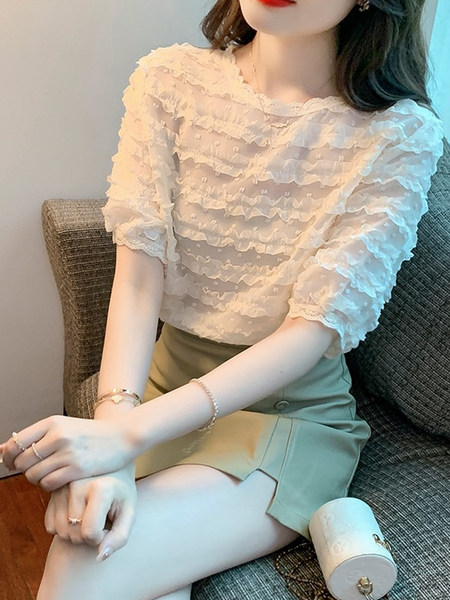 เสื้อลูกไม้ แขนสั้น
