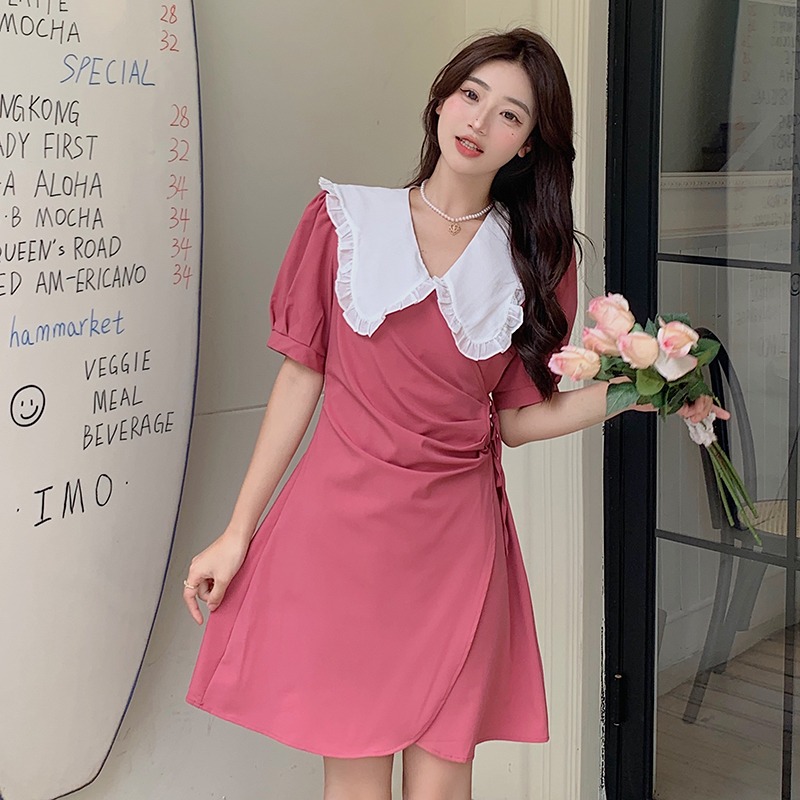 เดรสแขนสั้น มีไซส์ L-4XLอก 38-47 นิ้ว ใส่ได้ทั้งสาวหุ่นดีน่ารักจนถึงสาวอวบพลัสไซส์