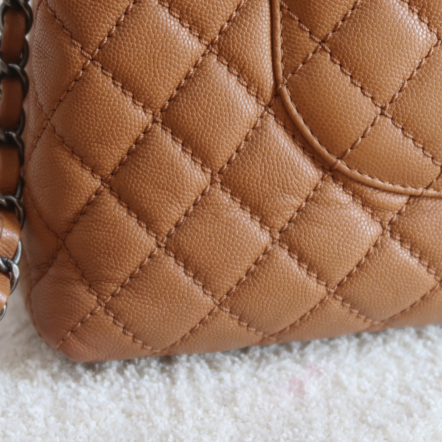 Chanel Caramel Caviar Coco Handle Lizard Medium 13" RHW