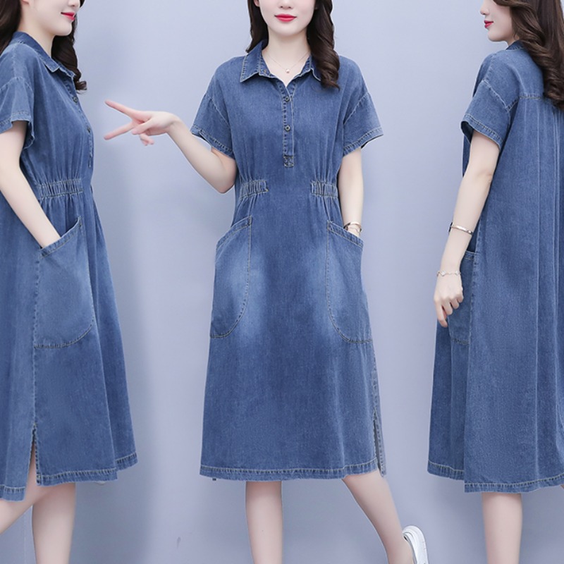 เดรสแขนสั้น มีไซส์ L-4XLอก 38-47 นิ้ว ใส่ได้ทั้งสาวหุ่นดีน่ารักจนถึงสาวอวบพลัสไซส์