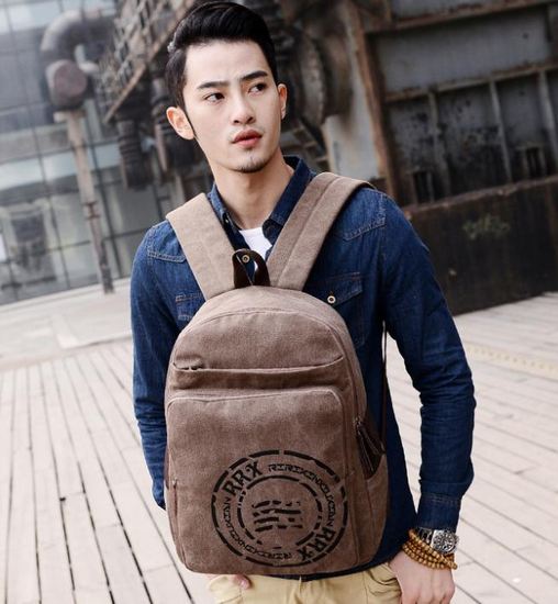 กระเป๋าเป้ กระเป๋าสะพายหลัง Backpack สไตล์ วินเทจ สีพื้น 6 สี แบบ คลาสสิค กระเป๋าเป้ ผู้หญิง ผู้ชาย ใช้ได้ ผ้าแคนวาส ซักทำความสะอาดได้ แบบสวย ราคาถูก 810059