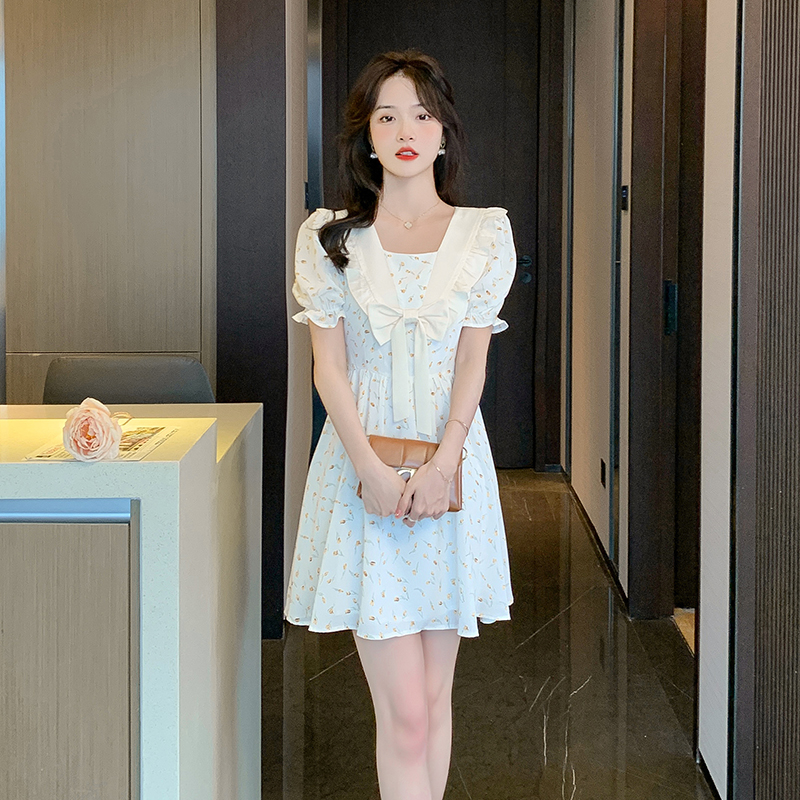เดรสลูกไม้ เดรสชีฟองสวยๆ แขนสั้น By Meiyi women's clothing