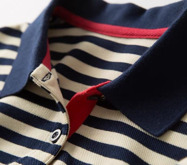เดรส ผ้า polo แบบสวย ลายขวาง เดรส คอปก แบบสปอร์ต ใส่สวย สลิมฟิต เดรส ใส่ เที่ยว สวย ๆ 445455