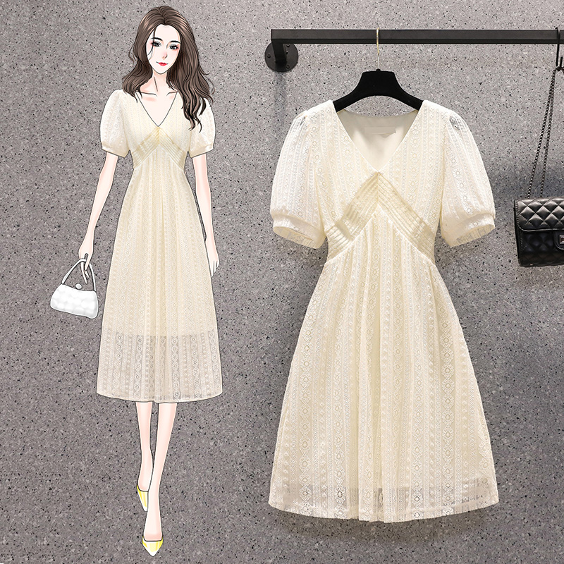 เดรสแขนสั้น มีไซส์ L-4XLอก 38-47 นิ้ว ใส่ได้ทั้งสาวหุ่นดีน่ารักจนถึงสาวอวบพลัสไซส์