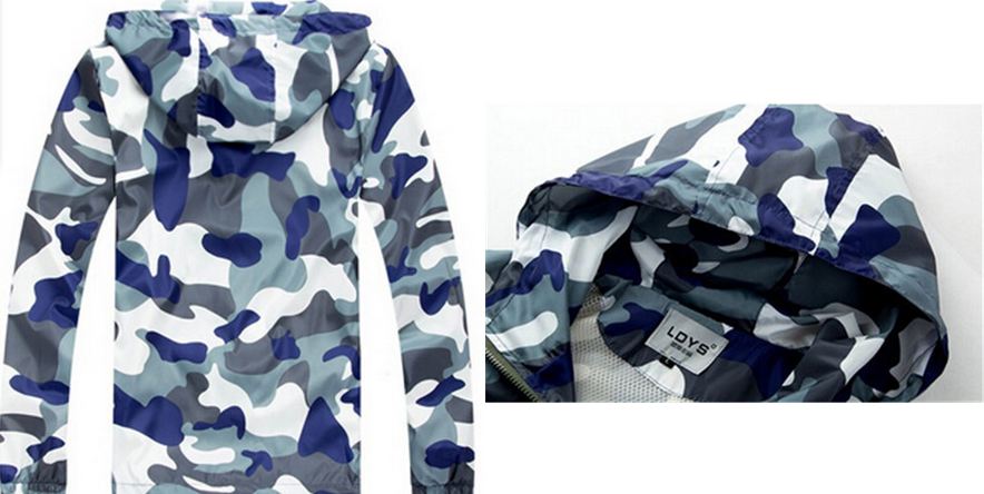 เสื้อ แจ็คเก็ต ผู้ชายแขนยาว เสื้อฮู้ด เสื้อหมวก ผ้าไนลอน กันน้ำ มีซับใน ตาข่ายสีขาว Jacket ลายพราง สีเทา สไตล์ ทหารอเมริกัน แบบเก๋ ๆ 755390_1
