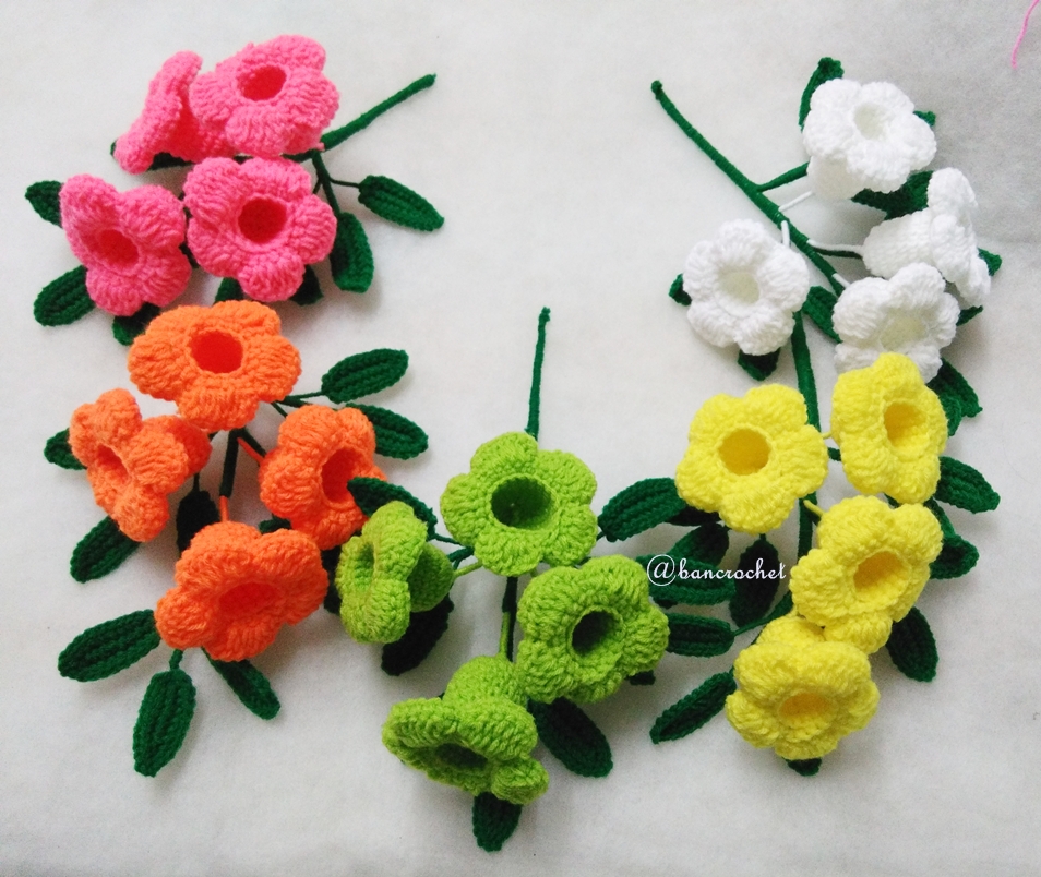 ดอกบานบุรีถักโครเชต์ คละสี