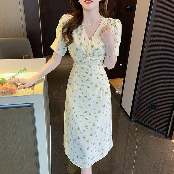 เดรสลูกไม้ เดรสชีฟองสวยๆ แขนสั้น By Meiyi women's clothing