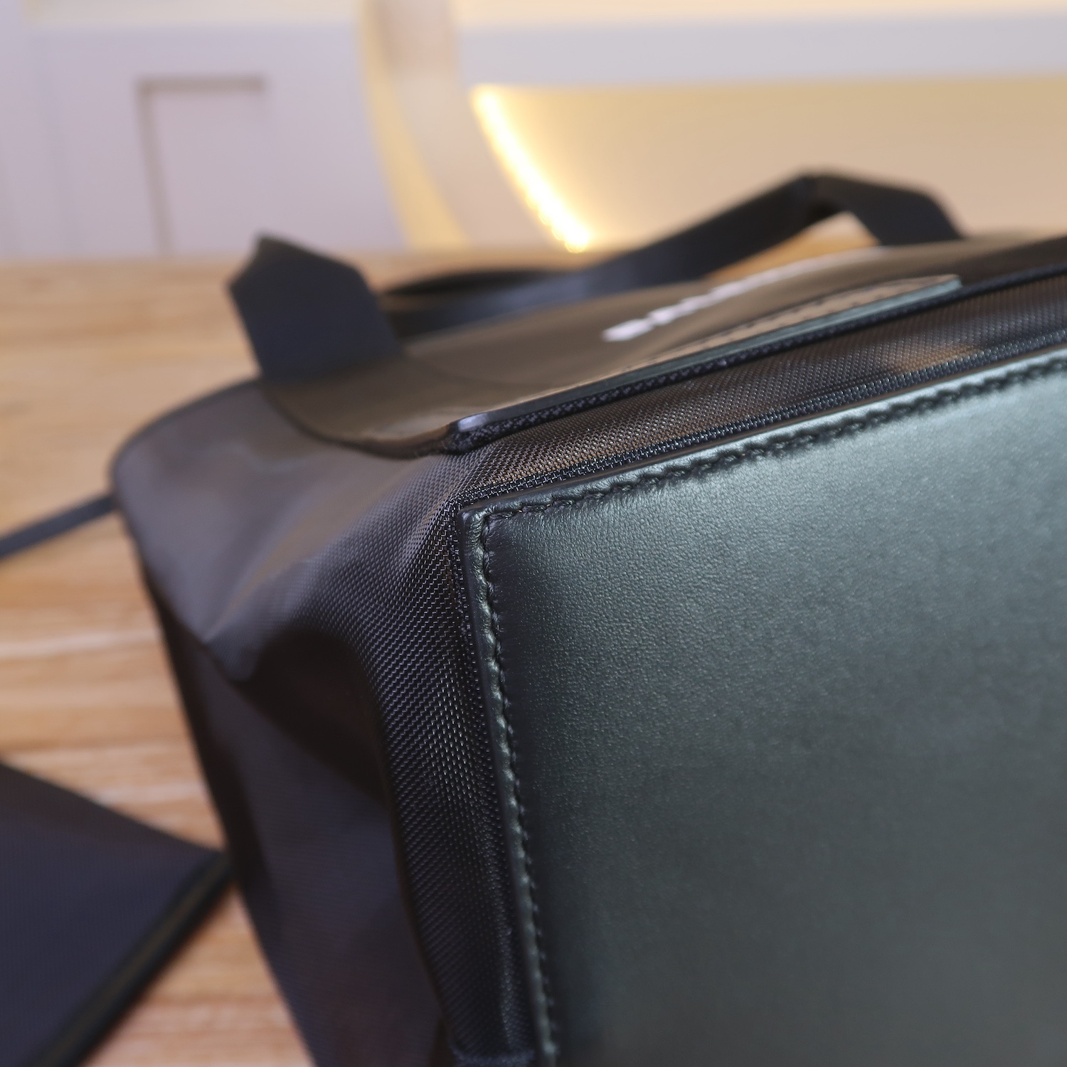 Balenciaga Black Mesh/Calfskin Logo Cabas S Tote Bag