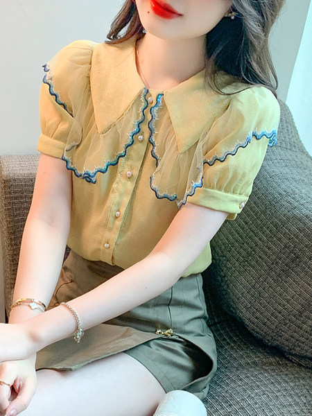 เสื้อลูกไม้ แขนสั้น