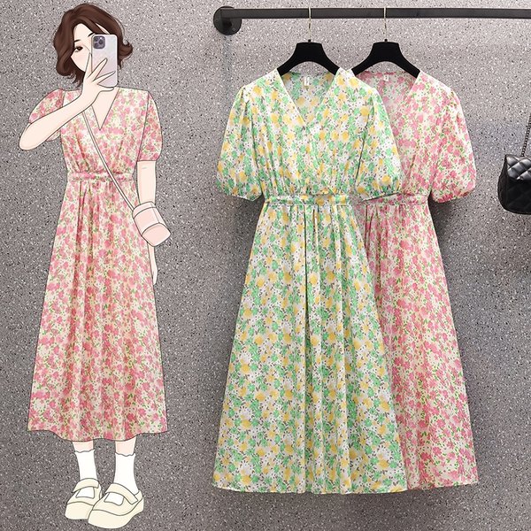 เดรสคนอ้วน เดรสสาวอวบ ชุดเดรสคนอ้วนวัยรุ่น สีชมพู BY PLUS SIZE Girl