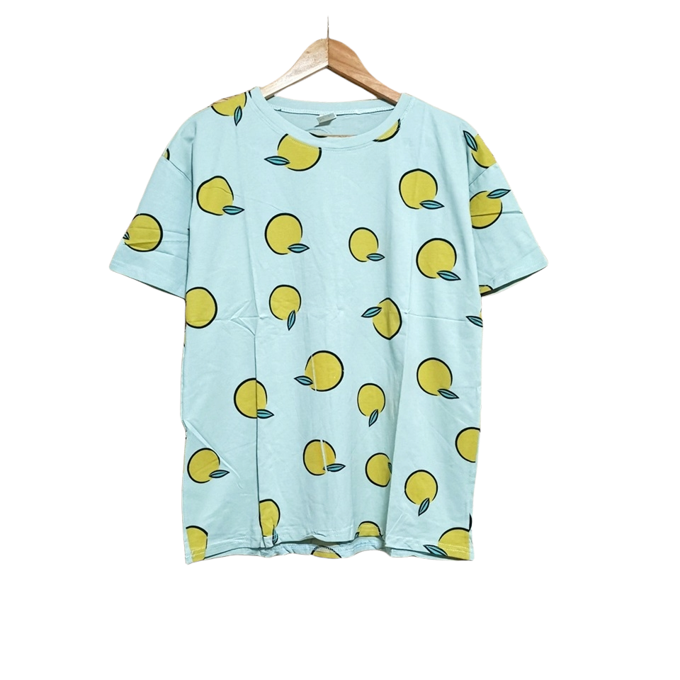 Blouse3994 เสื้อยืดไซส์ใหญ่โอเวอร์ปริ๊นท์พิมพ์ลายน่ารัก ผ้าคอตตอนโพลีเนื้อดีนุ่มยืดหยุ่นสูงใส่สบาย งานน่ารักแมทช์กับอะไรก็เข้า มี 2 สี ฟ้า, เขียว