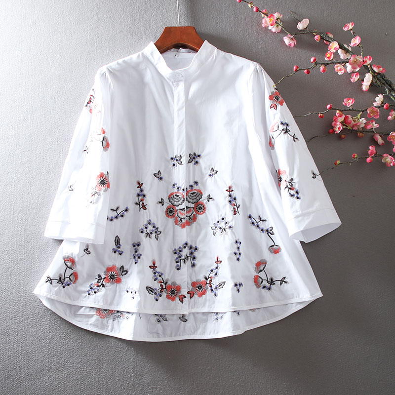เสื้อลินิน เสื้อผ้าฝ้ายลินิน เสื้อเชิ้ตผ้าลินิน ปักลายสวยๆด้วยด้าย สไตล์VINTAGE