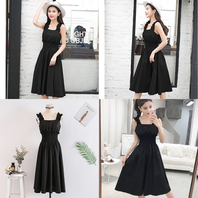 Dress4429 เดรสยาวเอวสม็อคสีพื้นดำ สายบ่าใหญ่สม็อคใส่แบบเปิดไหล่ได้ มีซิปหลัง ผ้าคอตตอนโพลีอย่างดีเกรดพรีเมียมเนื้อหนามีน้ำหนักทิ้งตัว งานดีทรงสวยดูแพง ดีเทลน่ารักดีงาม ใส่เก๋ๆ ได้บ่อย