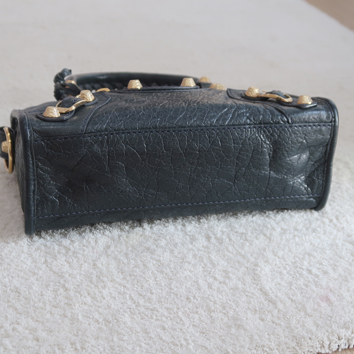 Balenciaga Grey Lambskin Mini City Giant G12 GHW