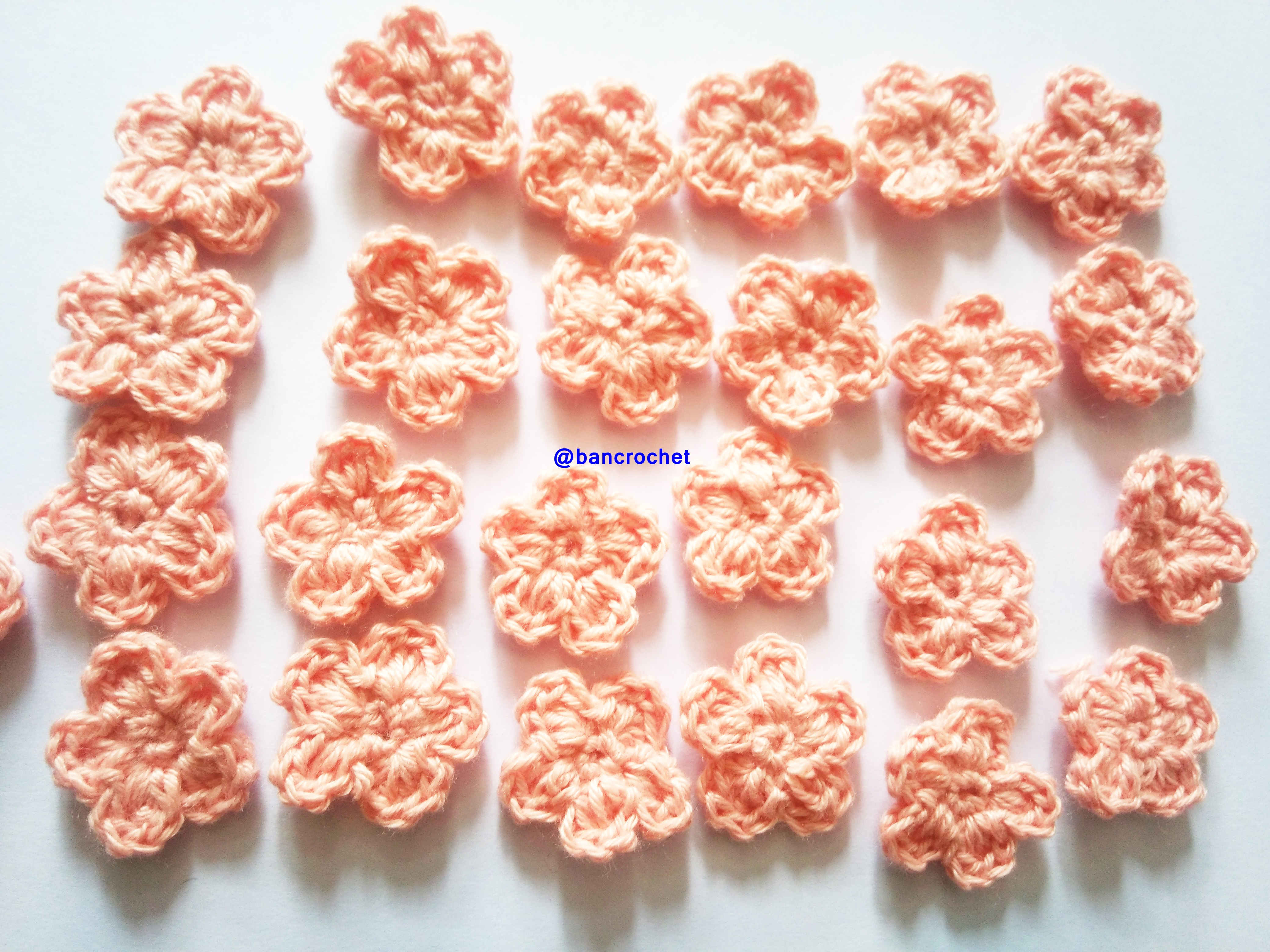 Bancrochet ดอกไม้ถักโครเชต์ crochet flowers โอรส 1.5 cm