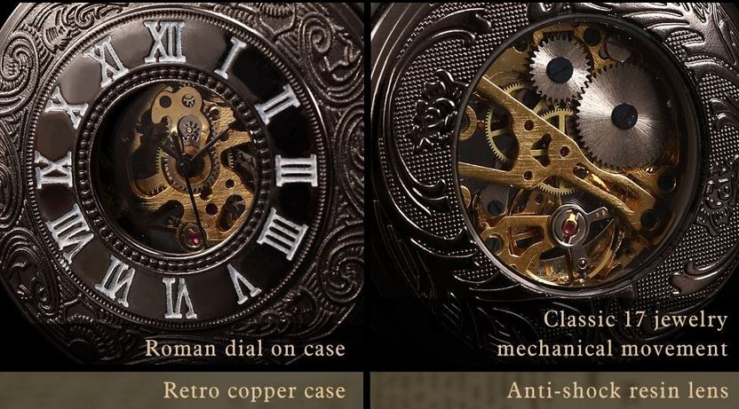 นาฬิกาล็อคเก็ต แบบ Mechanical watch โชว์กลไก นาฬิกา Kronen & Söhne สัญชาติ เยอรมัน แกะลาย ของขวัญแทนใจ สุดหรู 404966