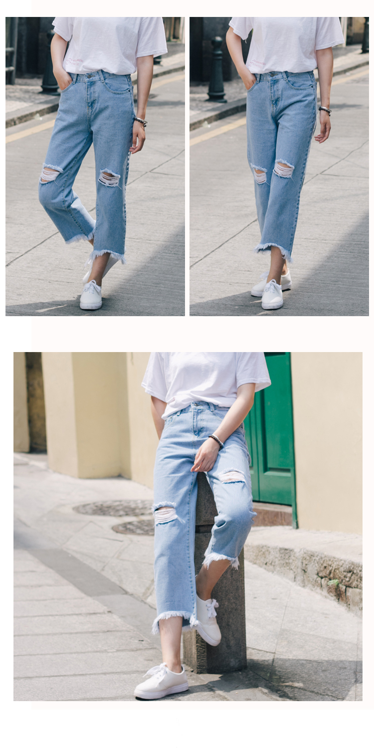 กางเกงยีนส์ แต่งขาดๆ แนวๆ เท่ๆ พร้อมส่ง same pic