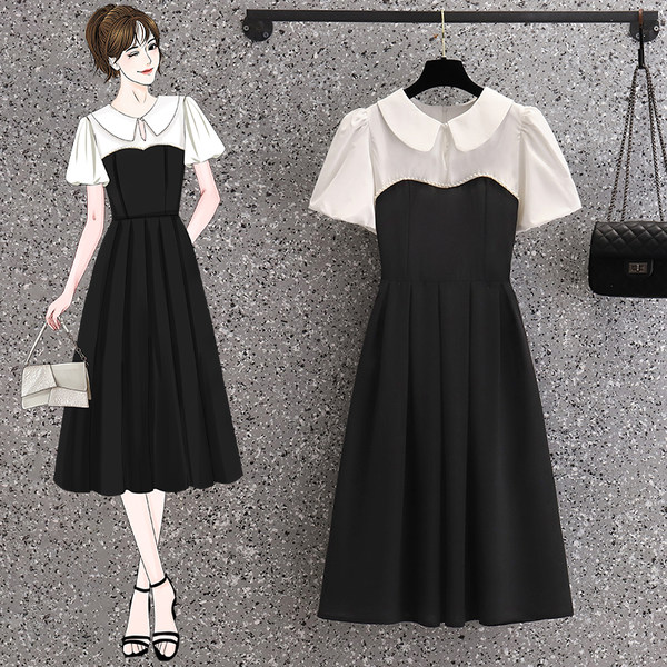 เดรสคนอ้วน เดรสสาวอวบ ชุดเดรสคนอ้วนวัยรุ่นแขนสั้น BY PLUS SIZE Girl
