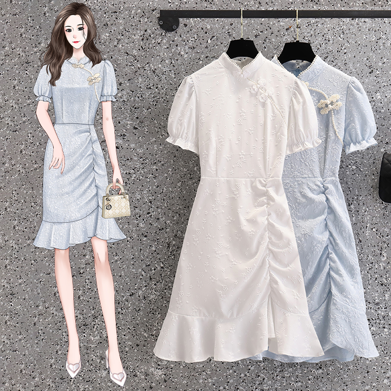 เดรสแขนสั้น มีไซส์ L-4XLอก 38-47 นิ้ว ใส่ได้ทั้งสาวหุ่นดีน่ารักจนถึงสาวอวบพลัสไซส์