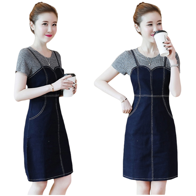 Dress4585 เดรสยีนส์ทรงเข้ารูปสียีนส์เข้ม มีกระเป๋าข้าง ซิปหลังใส่ง่าย ผ้ายีนส์ยืดเนื้อดีนุ่มใส่สบาย งานน่ารักทรงสวยเป๊ะ ใส่สวยดูแพง (ไม่มีเสื้อตัวในนะคะ)