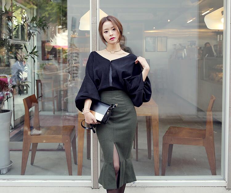 เสื้อแฟชั่นทรงสวยแขนพอง ผ้าเนื้อด้าน เนื้อบางเบา พร้อมส่ง