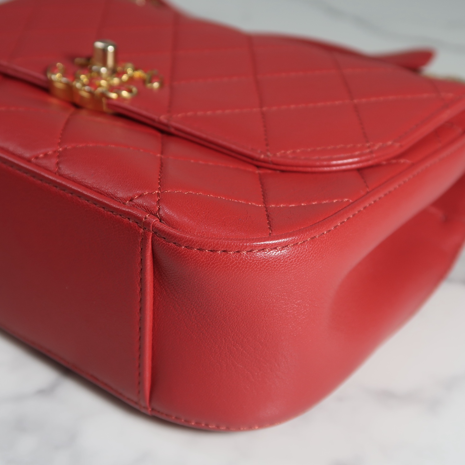 Chanel Red Lambskin Chain Infinity Top Handle Bag GHW(ใบ King Power 2019)