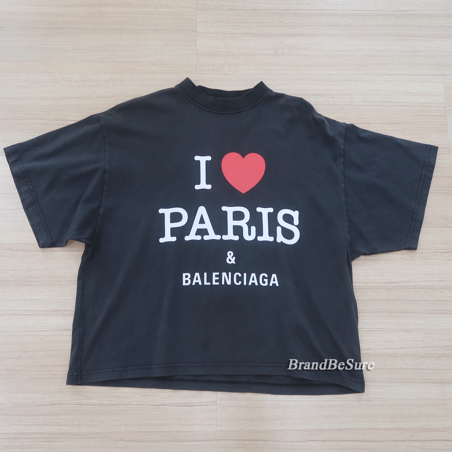Balenciaga Black I Love Paris Logo T Shirt