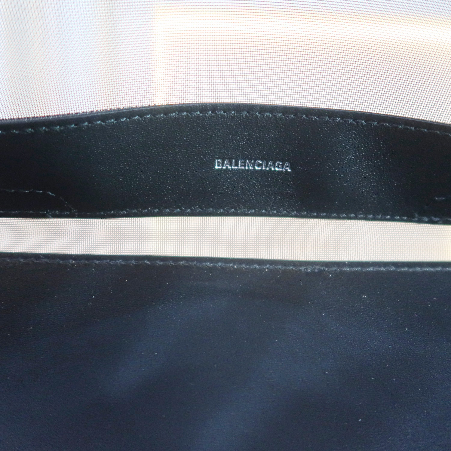 Balenciaga Black Mesh/Calfskin Logo Cabas S Tote Bag