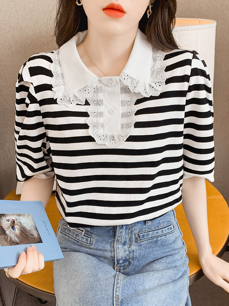 เสื้อลูกไม้ แขนสั้น
