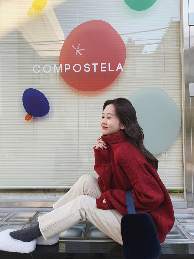 ห้ามพลาด Sweater เสื้อสเวทเตอร์ไหมพรม คอเต่า แต่งลายปักหัวใจ งานดี ไหมพรมเนื้อดี สายเกาหลีห้ามพลาดน้าาา แดง freesize