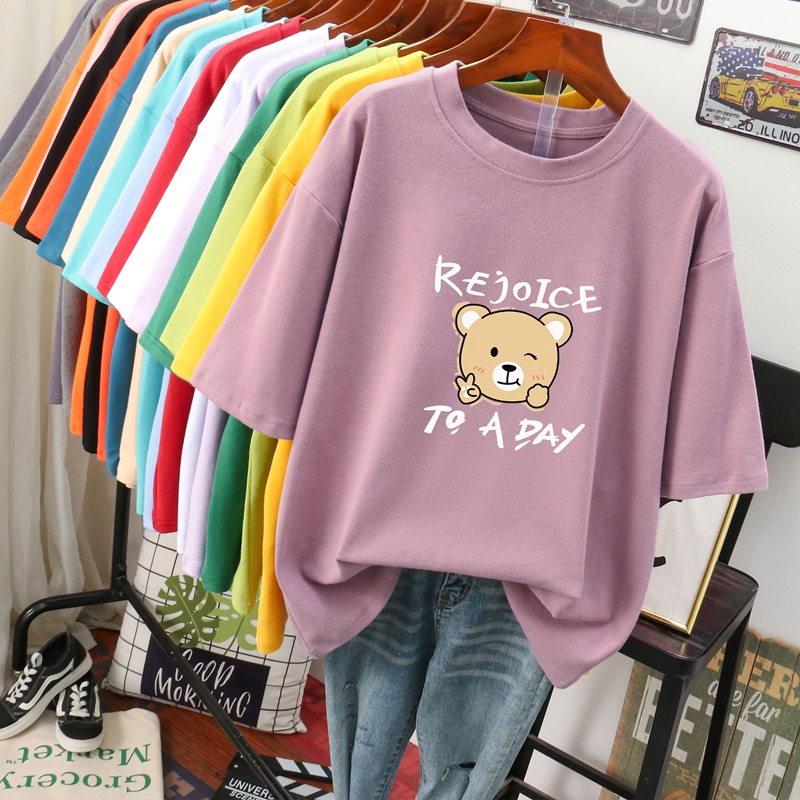 เสื้อยืดคอตตอน สกรีนลายน่ารัก มีหลากหลายสี ส่งฟรีทั่วไทย BY JIMIAO