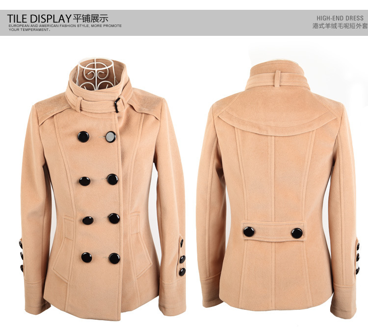 เสื้อโค้ท ตัวสั้นเข้ารูปทรงสวย กระดุม 2 แถว สไตล์เกาหลี ผ้านิ่มมาก พร้อมส่ง CAMEL